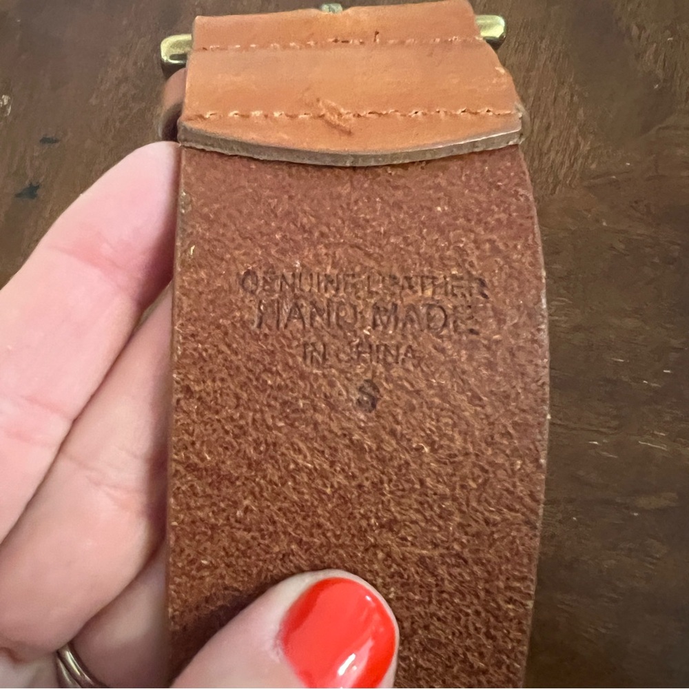 LINEA PELLE Embroidered Peacock Genuine Leather Belt Boho Western Tan belt - Picture 7 of 8